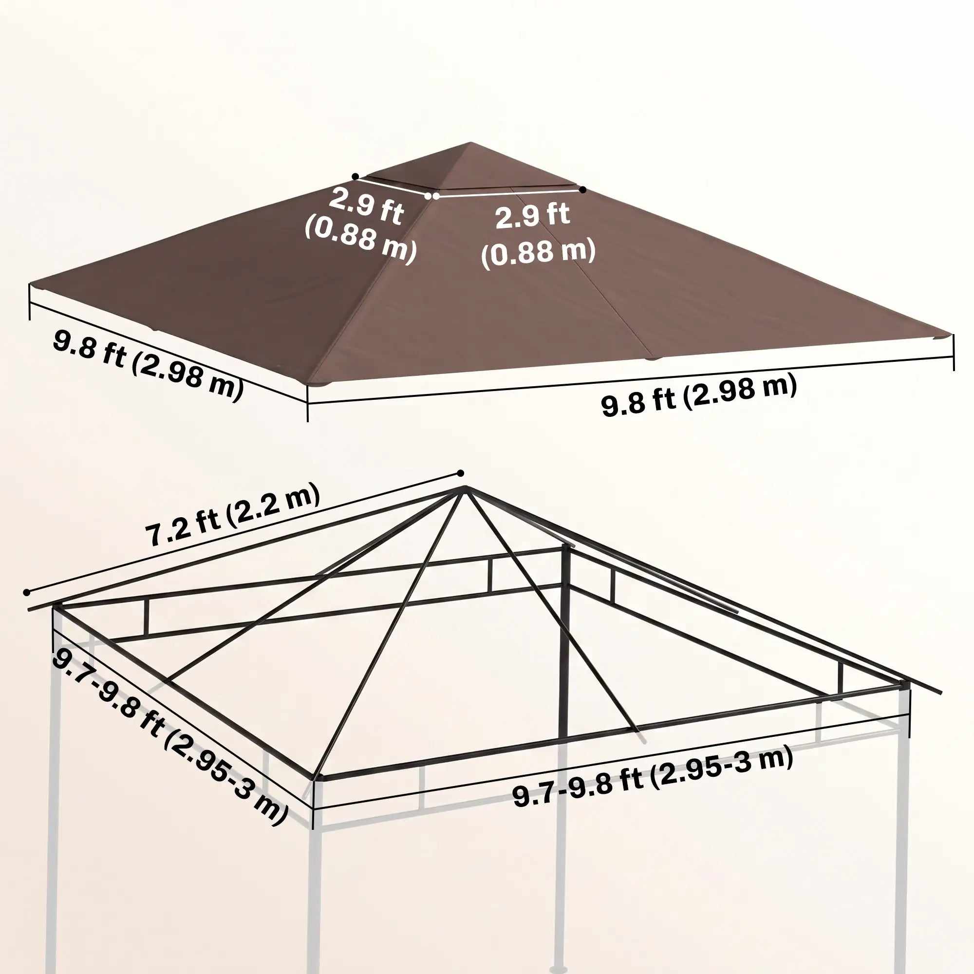 10' X 10' Square Replacement Gazebo Canopy Top, UV Protected, Coffee Gazebo Canopy Replacement at Gallery Canada