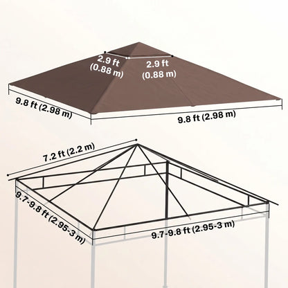 10' X 10' Square Replacement Gazebo Canopy Top, UV Protected, Coffee Gazebo Canopy Replacement at Gallery Canada
