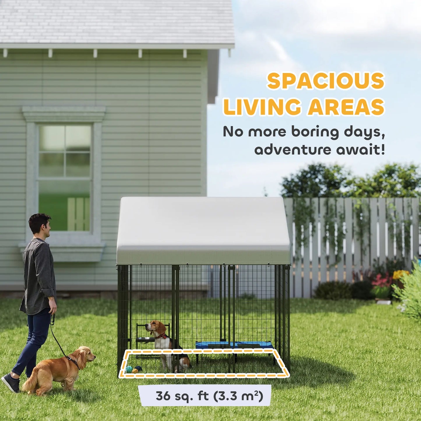 Outdoor Dog Kennel, Waterproof UV-Resistant Cover, 6' x 6' x 6' Dog Kennels at Gallery Canada