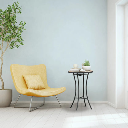 Round Mosaic Patio Table, Metal Frame, Outdoor Garden Furniture, Yellow Grey Patio Side Tables at Gallery Canada