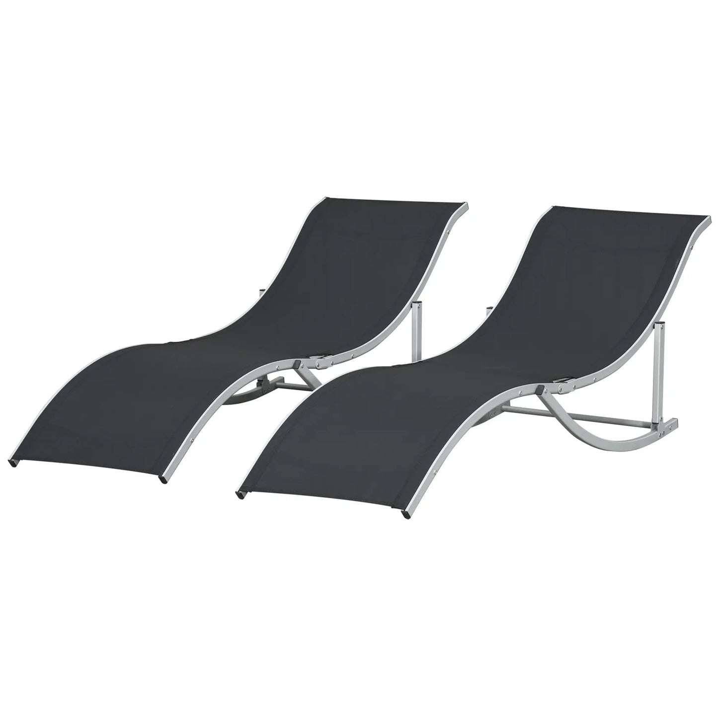 Foldable Pool Chaise Lounge Chairs Set of 2, 264lbs Capacity, Black Lounger Chairs at Gallery Canada