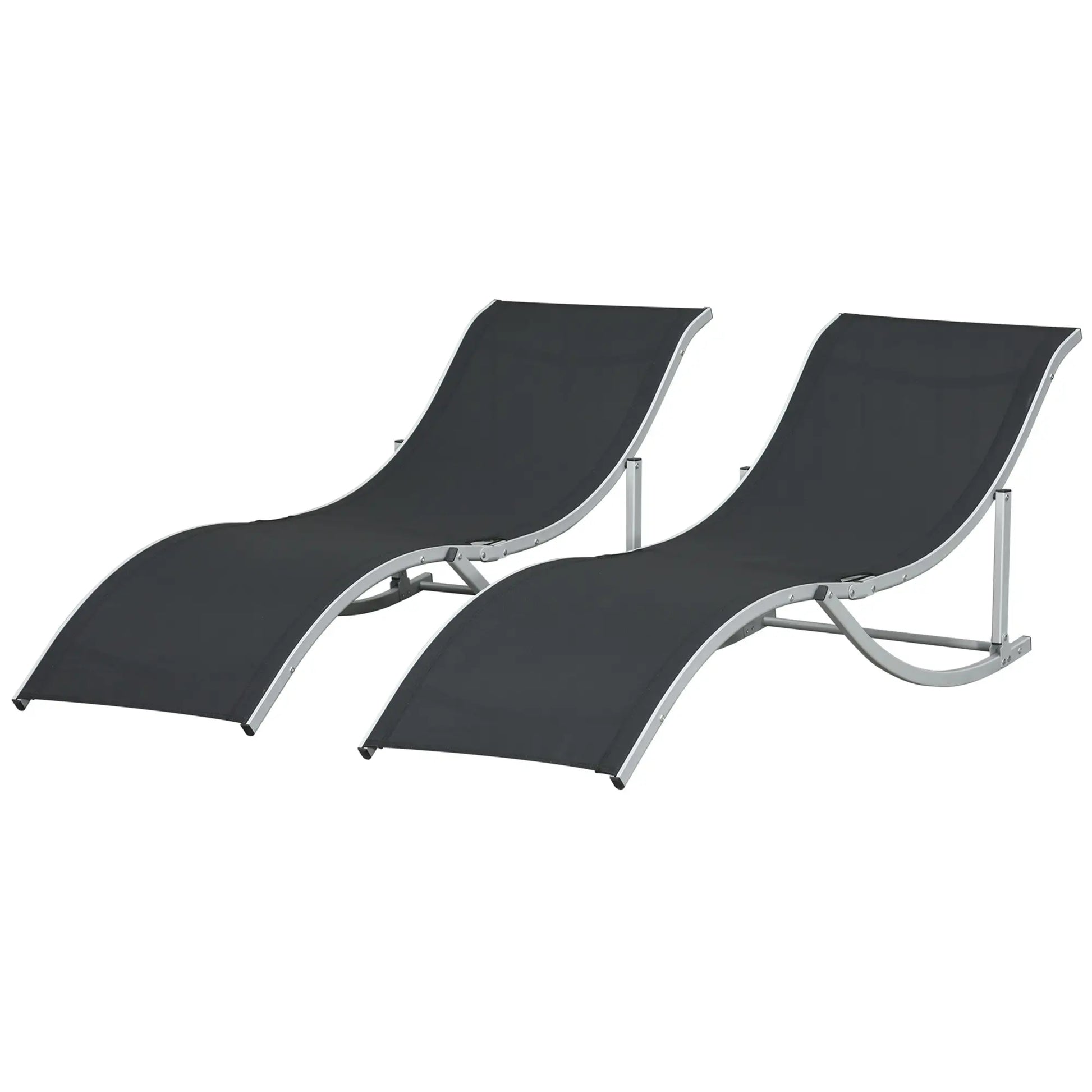 Foldable Pool Chaise Lounge Chairs Set of 2, 264lbs Capacity, Black Lounger Chairs at Gallery Canada