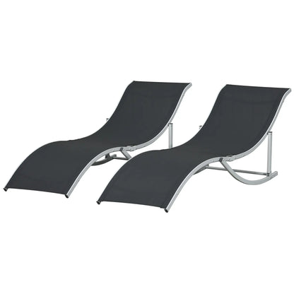 Foldable Pool Chaise Lounge Chairs Set of 2, 264lbs Capacity, Black Lounger Chairs at Gallery Canada