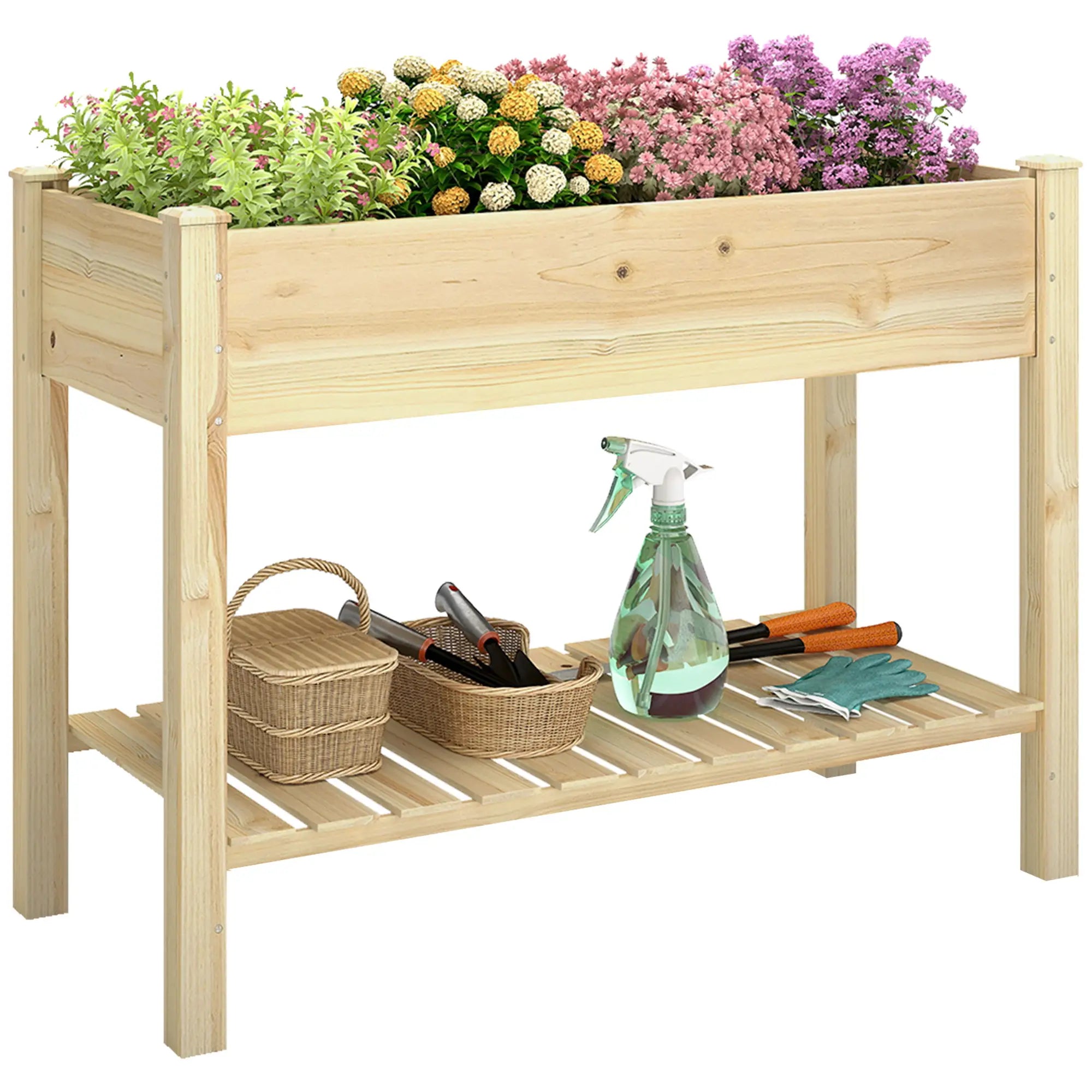 Elevated Planter Box With Legs, Storage Shelf, Raised Garden Bed, Natural Elevated Garden Beds at Gallery Canada