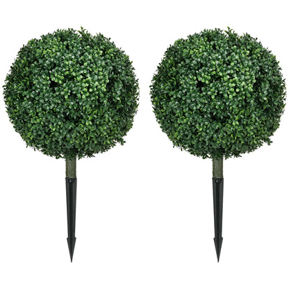 Artificial Boxwood Trees, Set of 2 Ball Topiary, UV Resistant Artificial Trees Green at Gallery Canada