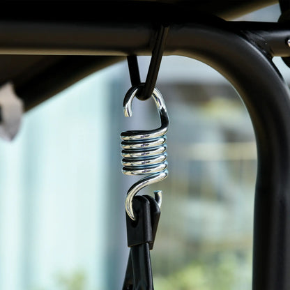 2-Person Porch Swing Chair, Adjustable Canopy, Breathable Seat, Black Patio Swings with Stand at Gallery Canada