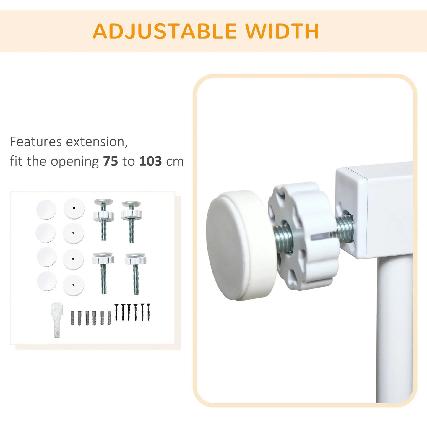 29.5"-40.6" Metal Pet Gate, Auto Closing Door, Double Locking, White Houses, Kennels & Pens at Gallery Canada