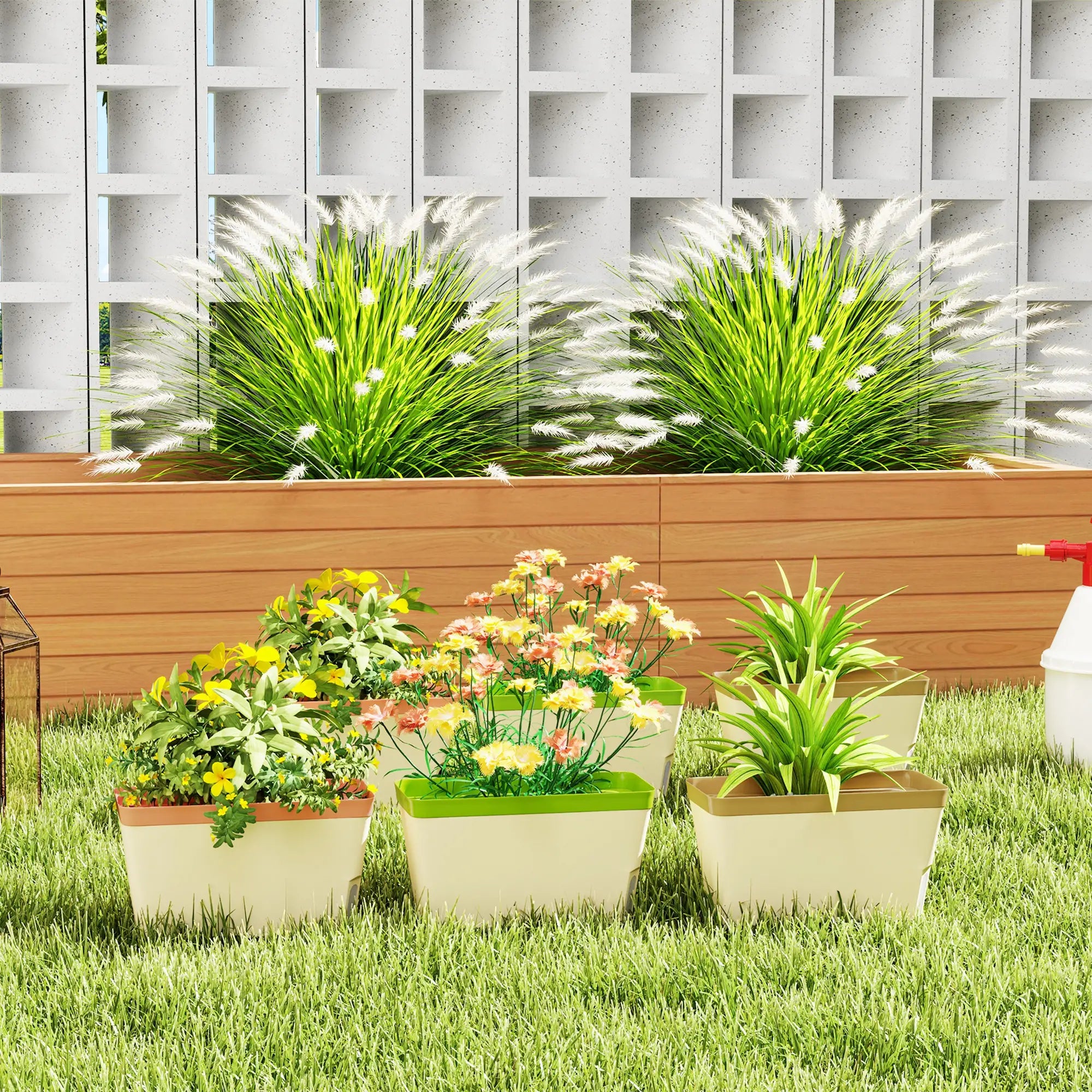 6 Pack Self Watering Flower Pots, 10.5 Inch Planter Box with Water Indicator Garden Accessories at Gallery Canada