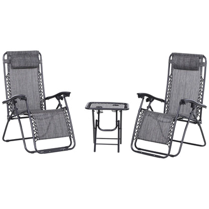 Zero Gravity Chair Set of 2, Patio Chair with Side Table, Dark Grey Lounger Chairs at Gallery Canada