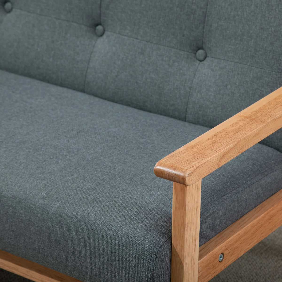 45" 2 Seat Sofa Upholstered Couch, Rubber Wood Legs, Dark Grey 2-Seater Sofas at Gallery Canada