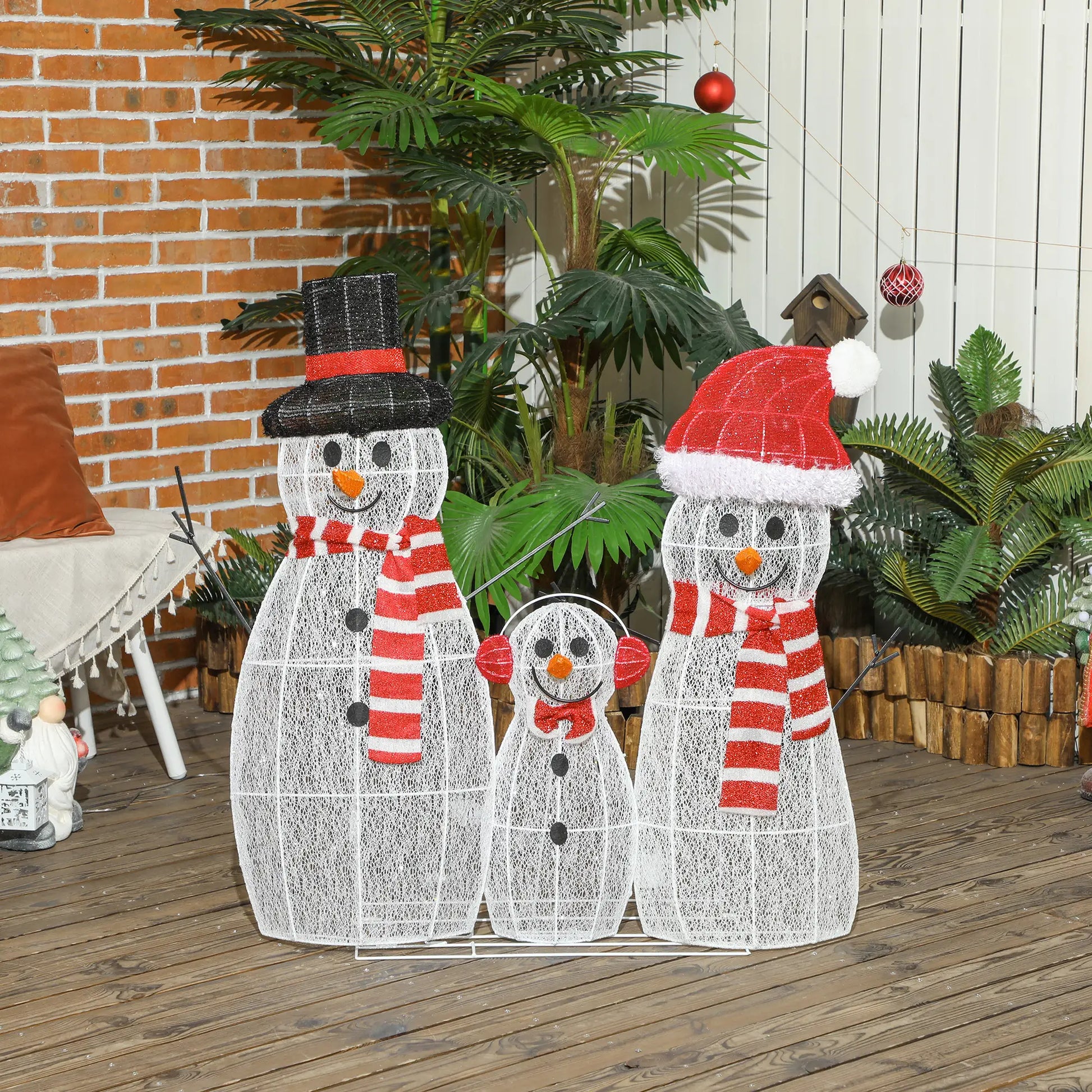 3-Piece Lighted Snowman Set, Indoor Outdoor Christmas Decor, White Christmas Decorations at Gallery Canada