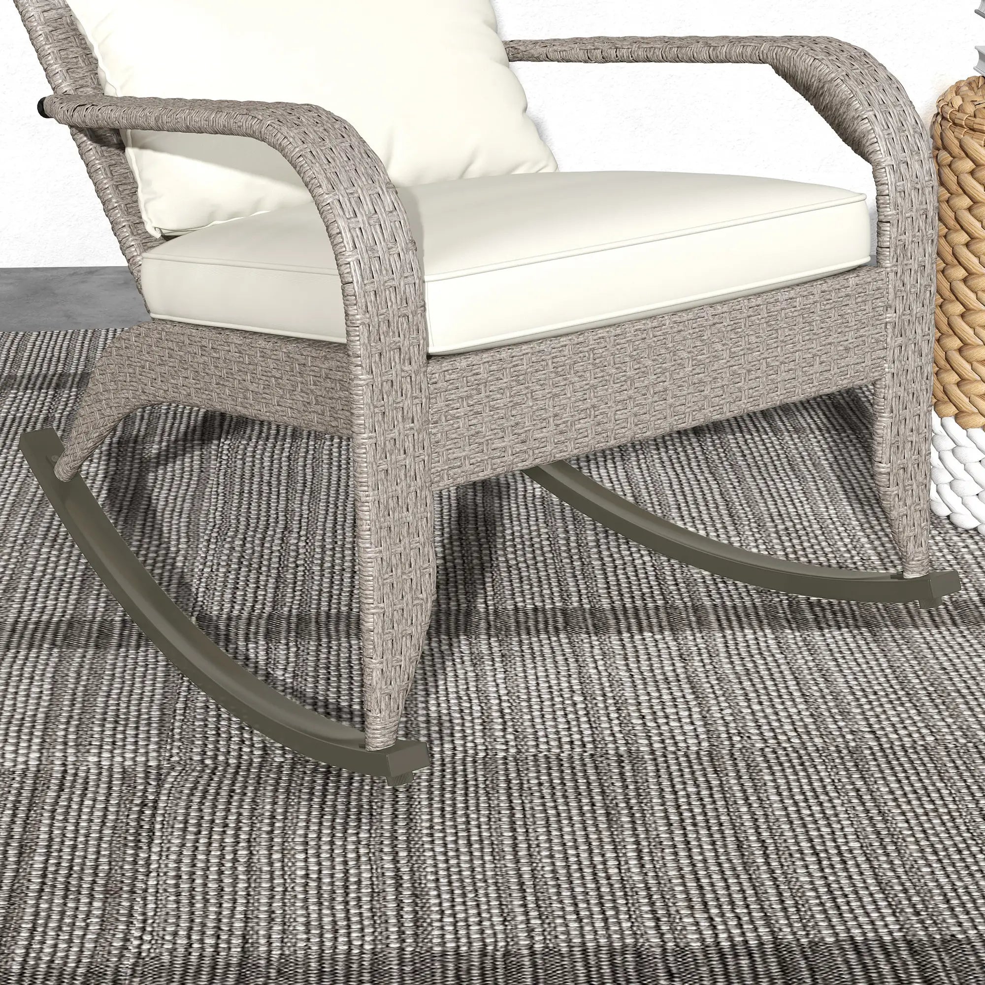 Adirondack Chair, Outdoor Wicker Rocking Chair, Cream White Patio Chairs at Gallery Canada