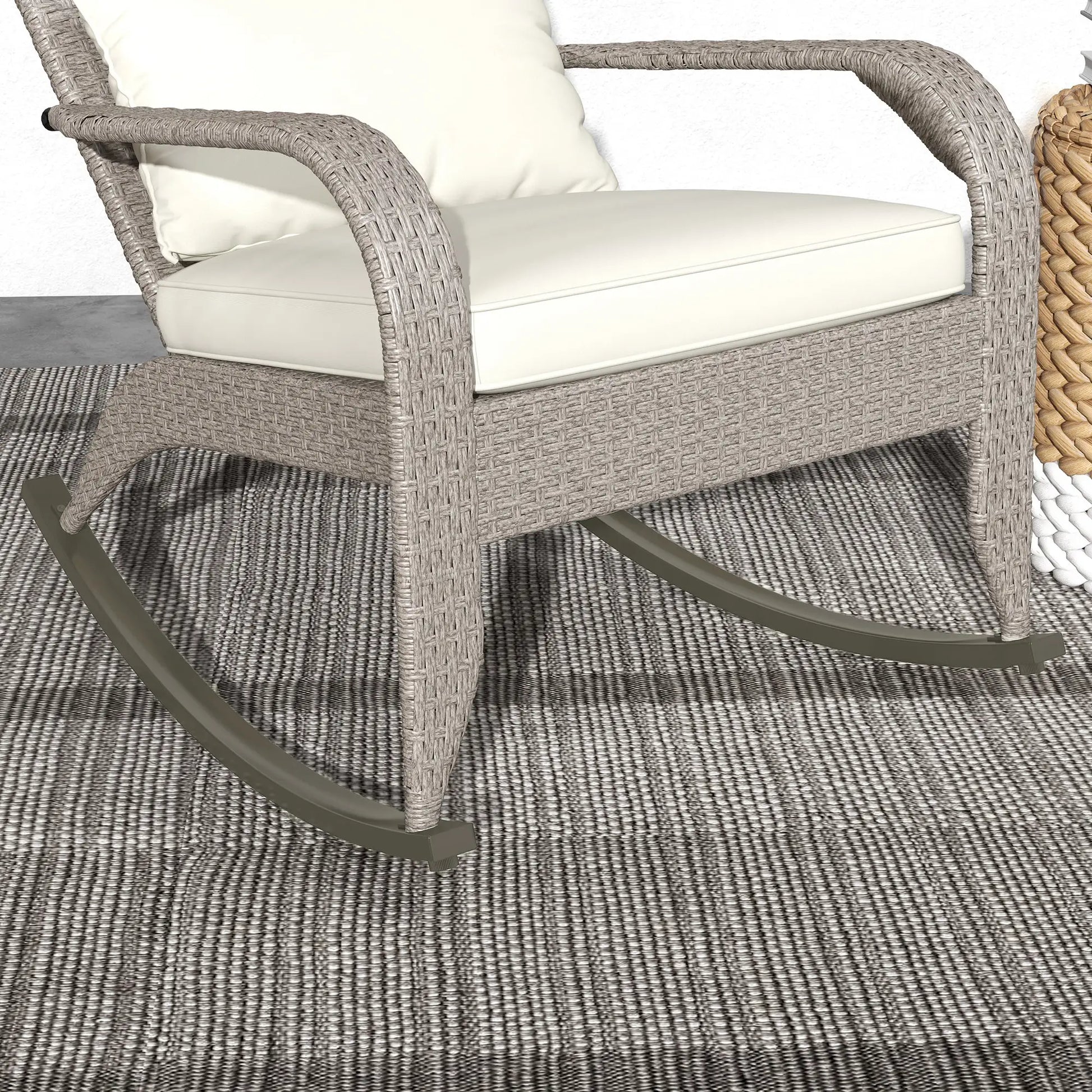 Adirondack Chair, Outdoor Wicker Rocking Chair, Cream White Patio Chairs at Gallery Canada