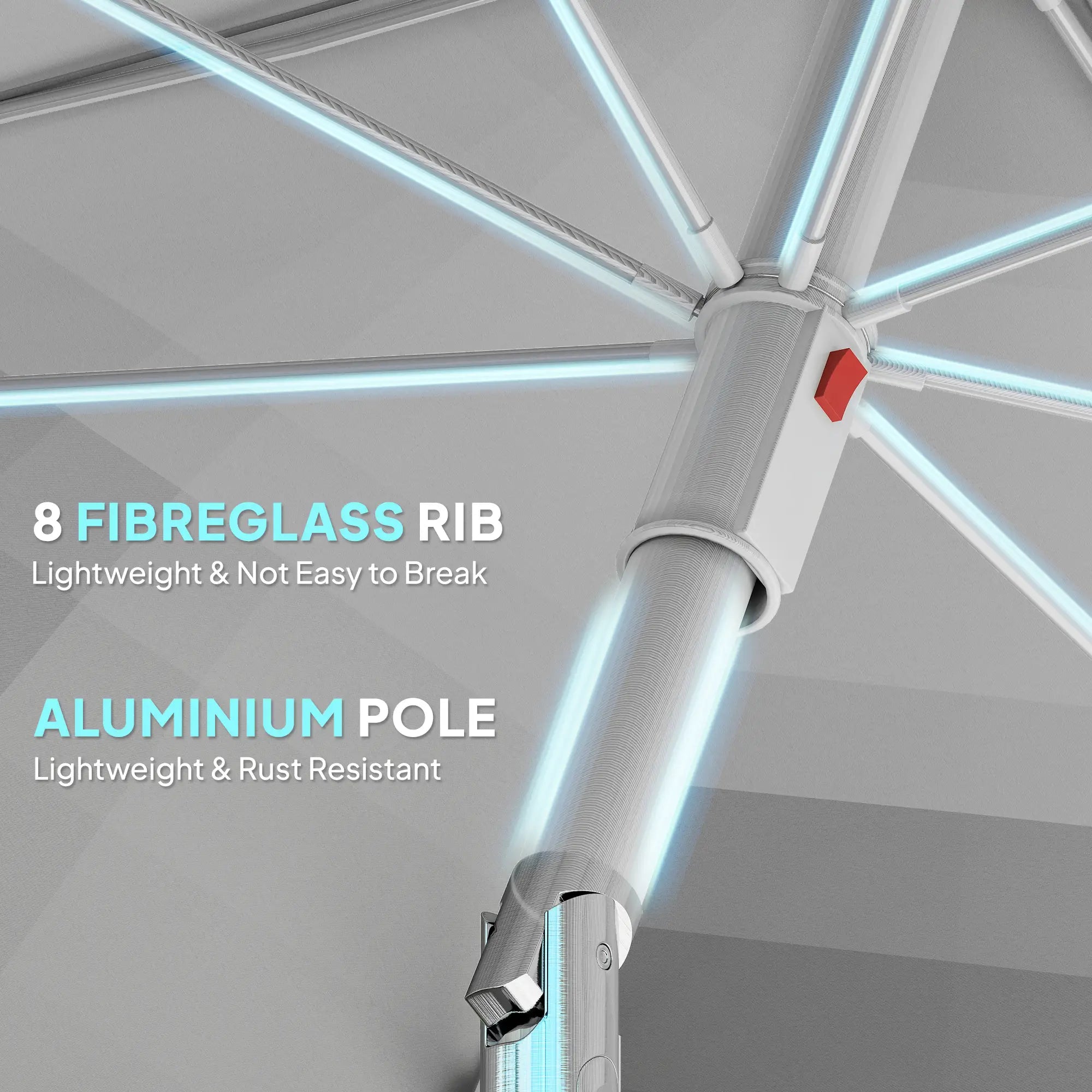 6 ft Portable Beach Umbrella, Sand Anchor, Carry Bag, Adjustable, UPF50+, Grey Beach Umbrellas at Gallery Canada