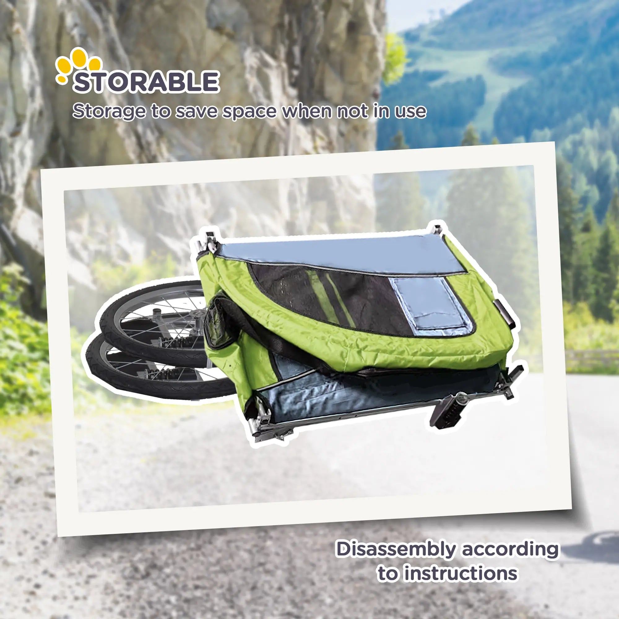 Dog Bike Trailer, 2-In-1, Suspension, Hitch, Storage Pockets, Green Dog Bike Trailers & Strollers at Gallery Canada