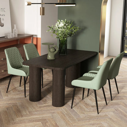 Modern Dining Chairs Set of 2, PU Leather, Metal Legs, Green Dining Chairs at Gallery Canada