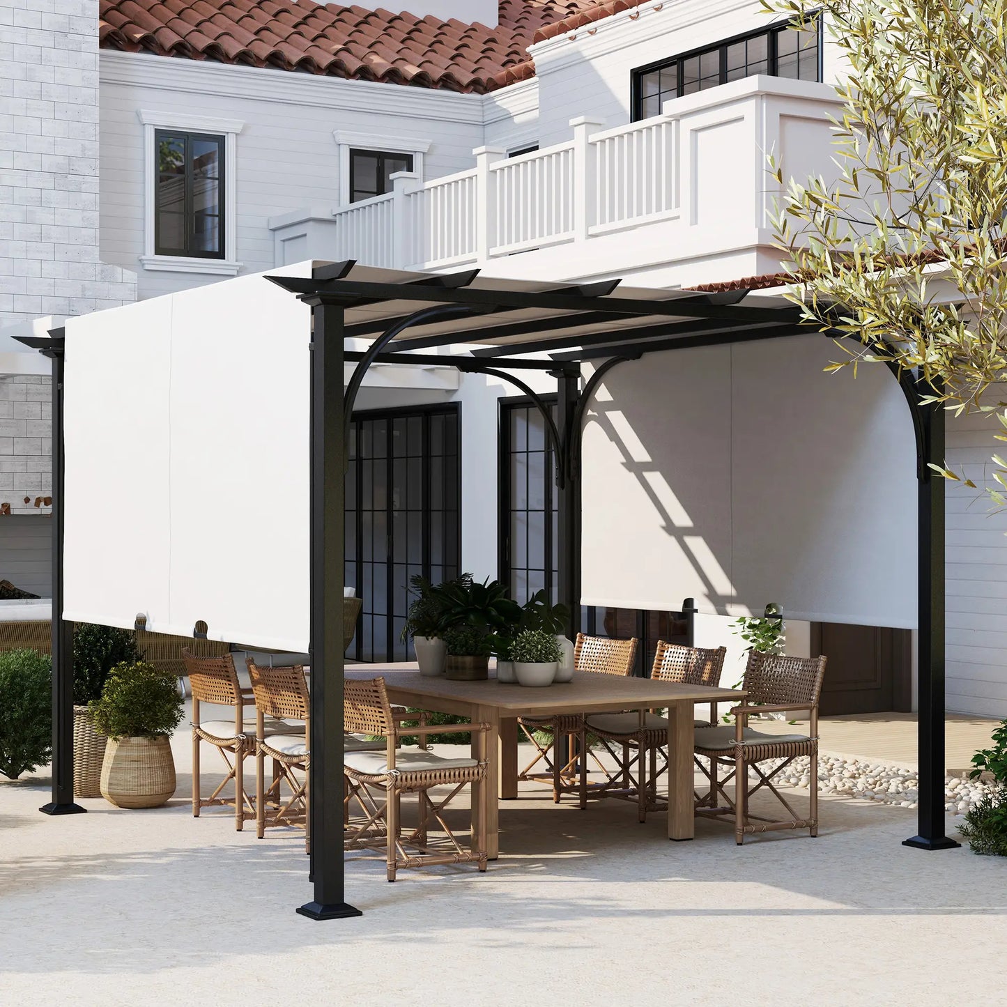 10' x 10' Outdoor Pergola, Steel Frame, White Pergolas at Gallery Canada