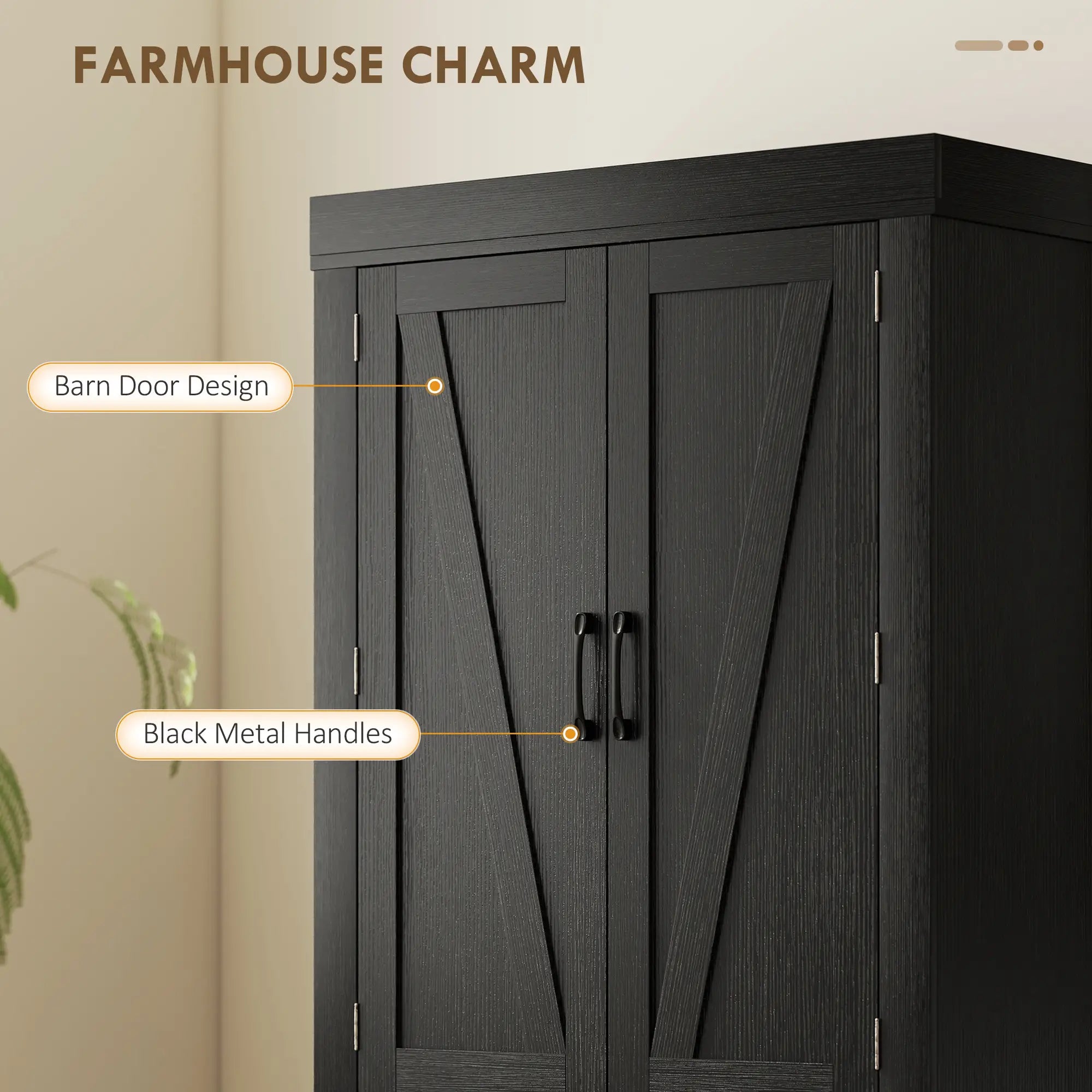 72 Inch Kitchen Pantry Cabinet, Farmhouse Storage, 4 Barn Doors, Black Kitchen Pantry Cabinets at Gallery Canada
