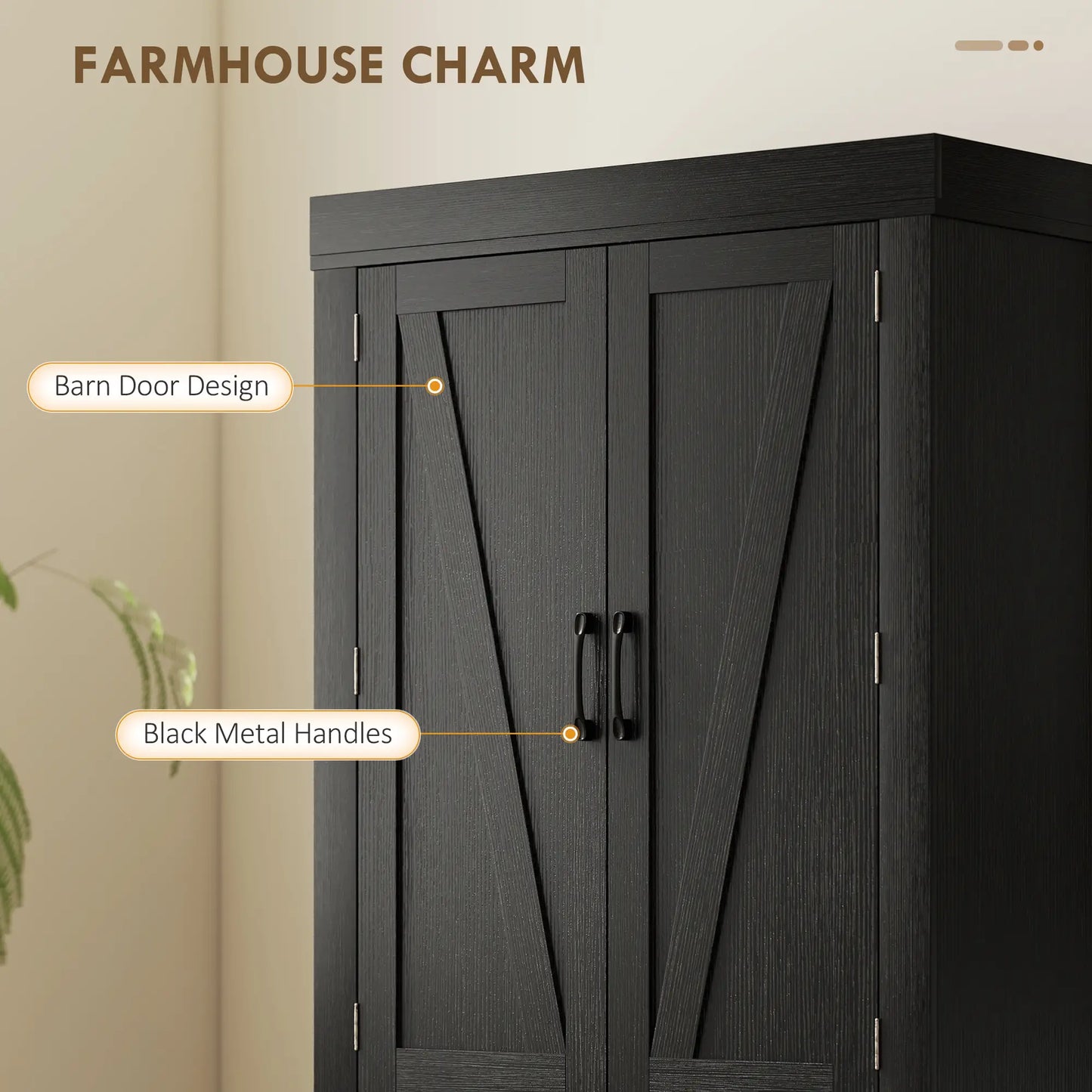 72 Inch Kitchen Pantry Cabinet, Farmhouse Storage, 4 Barn Doors, Black Kitchen Pantry Cabinets at Gallery Canada
