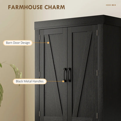 72 Inch Kitchen Pantry Cabinet, Farmhouse Storage, 4 Barn Doors, Black Kitchen Pantry Cabinets at Gallery Canada