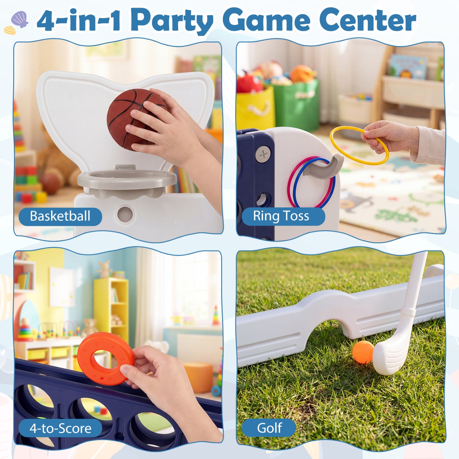 Giant 4-To-Score Game Set, Jumbo Connect Four With Ring-Toss, Navy Lawn Games at Gallery Canada