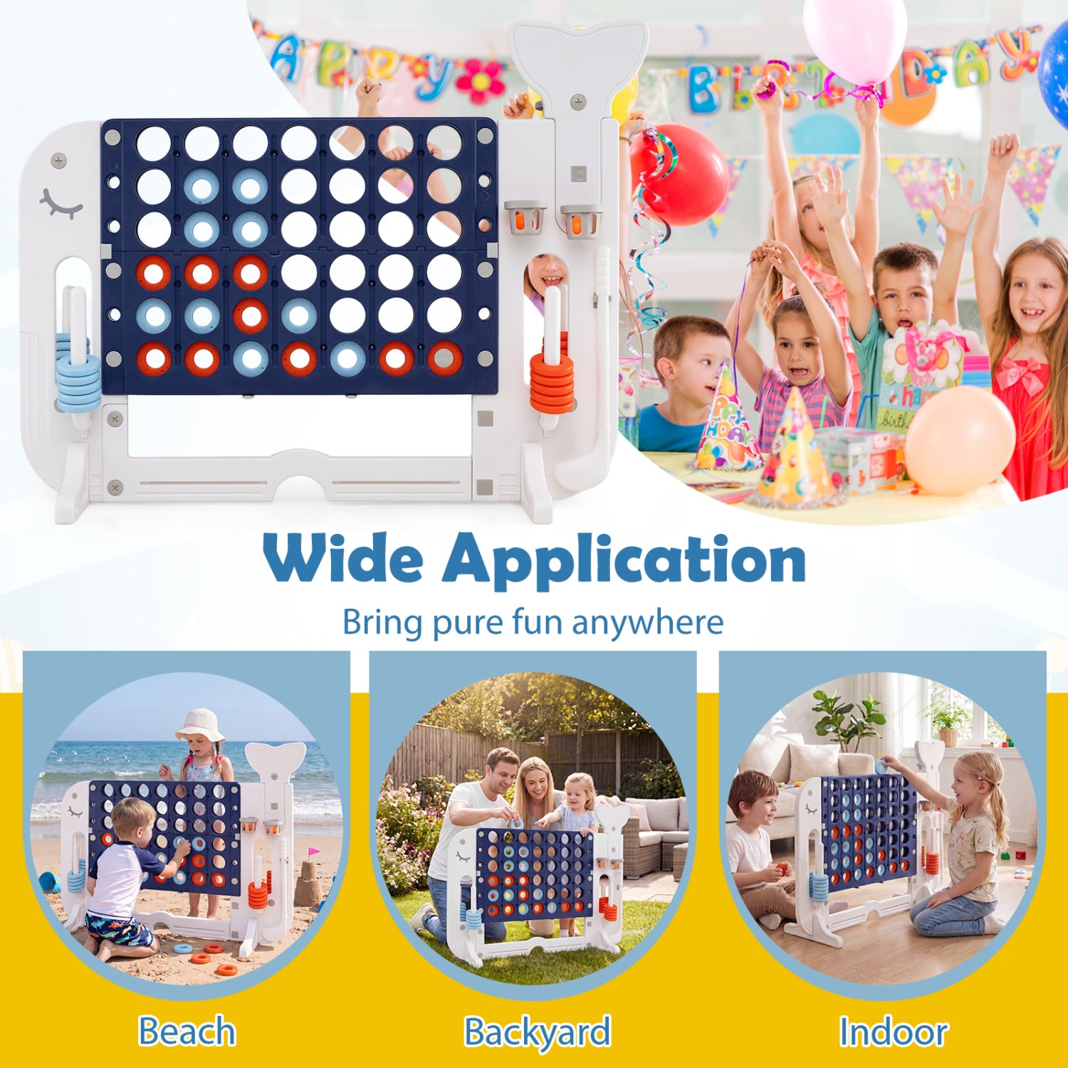 Giant 4-To-Score Game Set, Jumbo Connect Four With Ring-Toss, Navy Lawn Games at Gallery Canada
