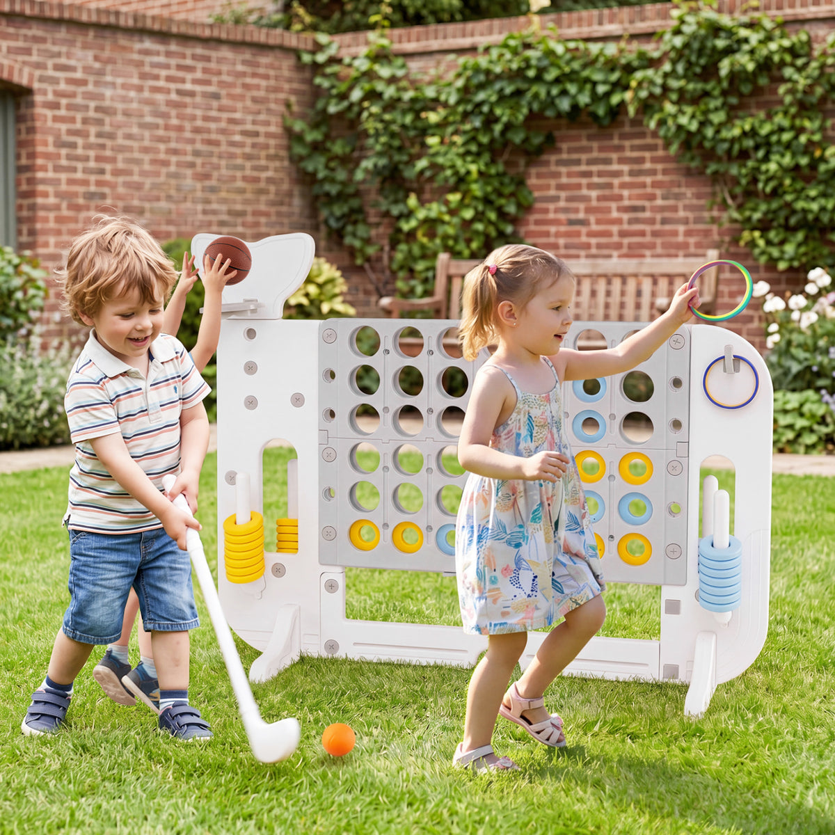 Jumbo 4-to-Score Game Set with Ring-Toss, Portable Bag, Gray