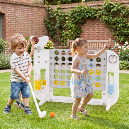 Jumbo 4-to-Score Game Set with Ring-Toss, Portable Bag, Gray