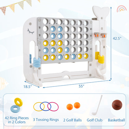 Jumbo 4-to-Score Game Set with Ring-Toss, Portable Bag, Gray