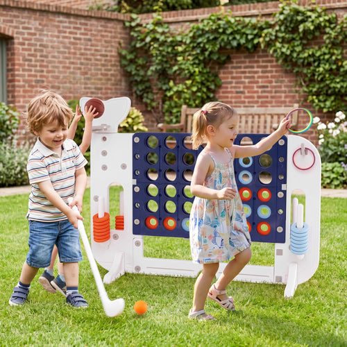 Giant 4-to-Score Game Set, Jumbo 4-in-a-Row with Ring-Toss, Navy