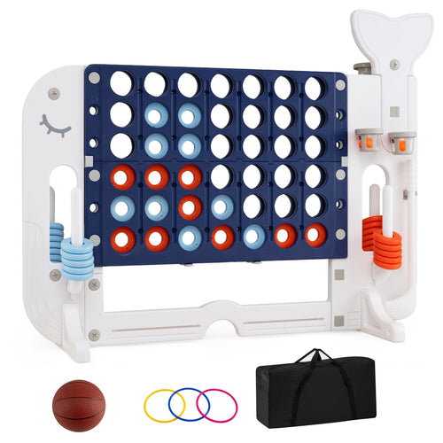 Giant 4-to-Score Game Set, Jumbo 4-in-a-Row with Ring-Toss, Navy