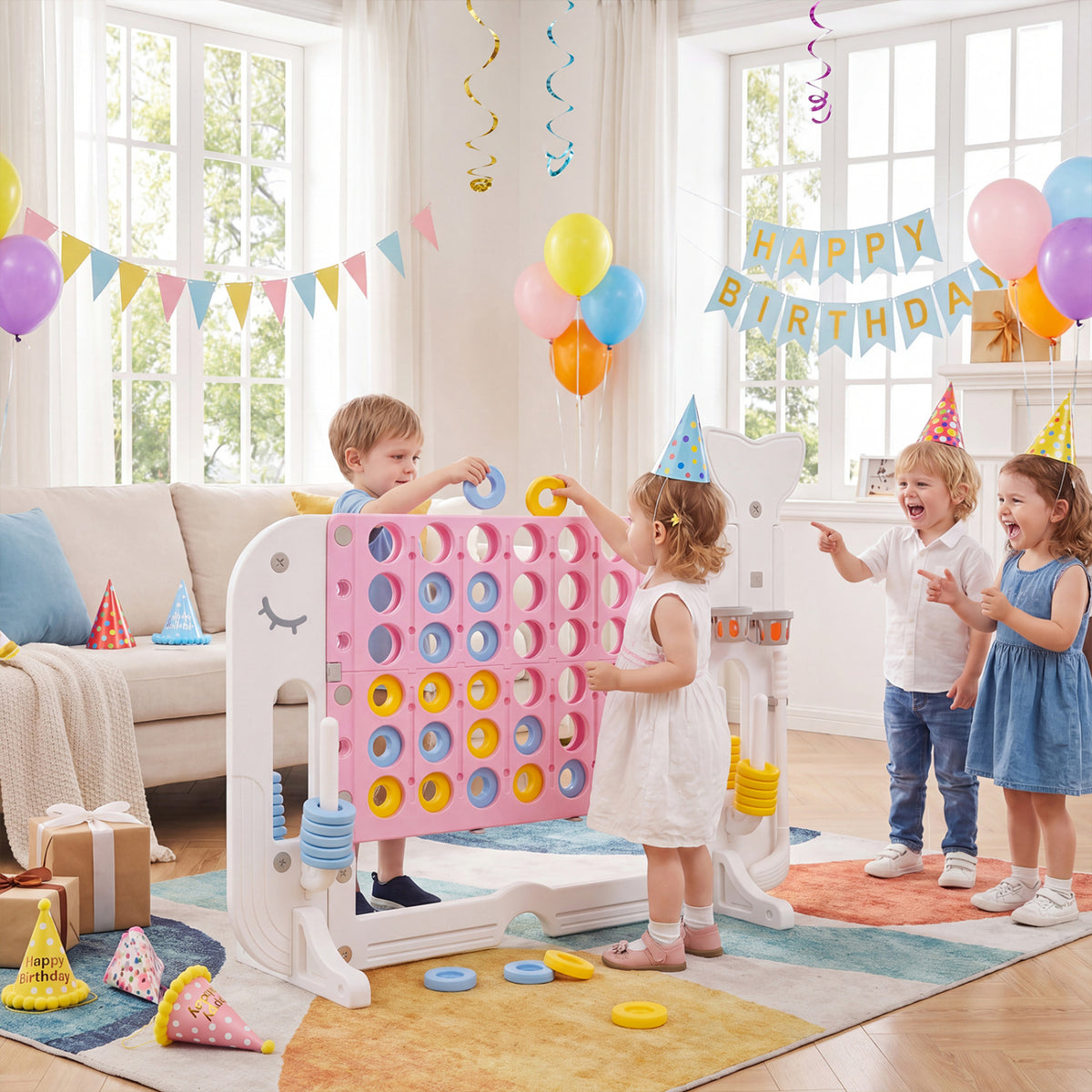 Ensemble de jeu géant 4 à la suite, Jumbo 4 en ligne, Rose