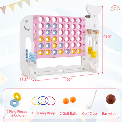 Ensemble de jeu géant 4 à la suite, Jumbo 4 en ligne, Rose