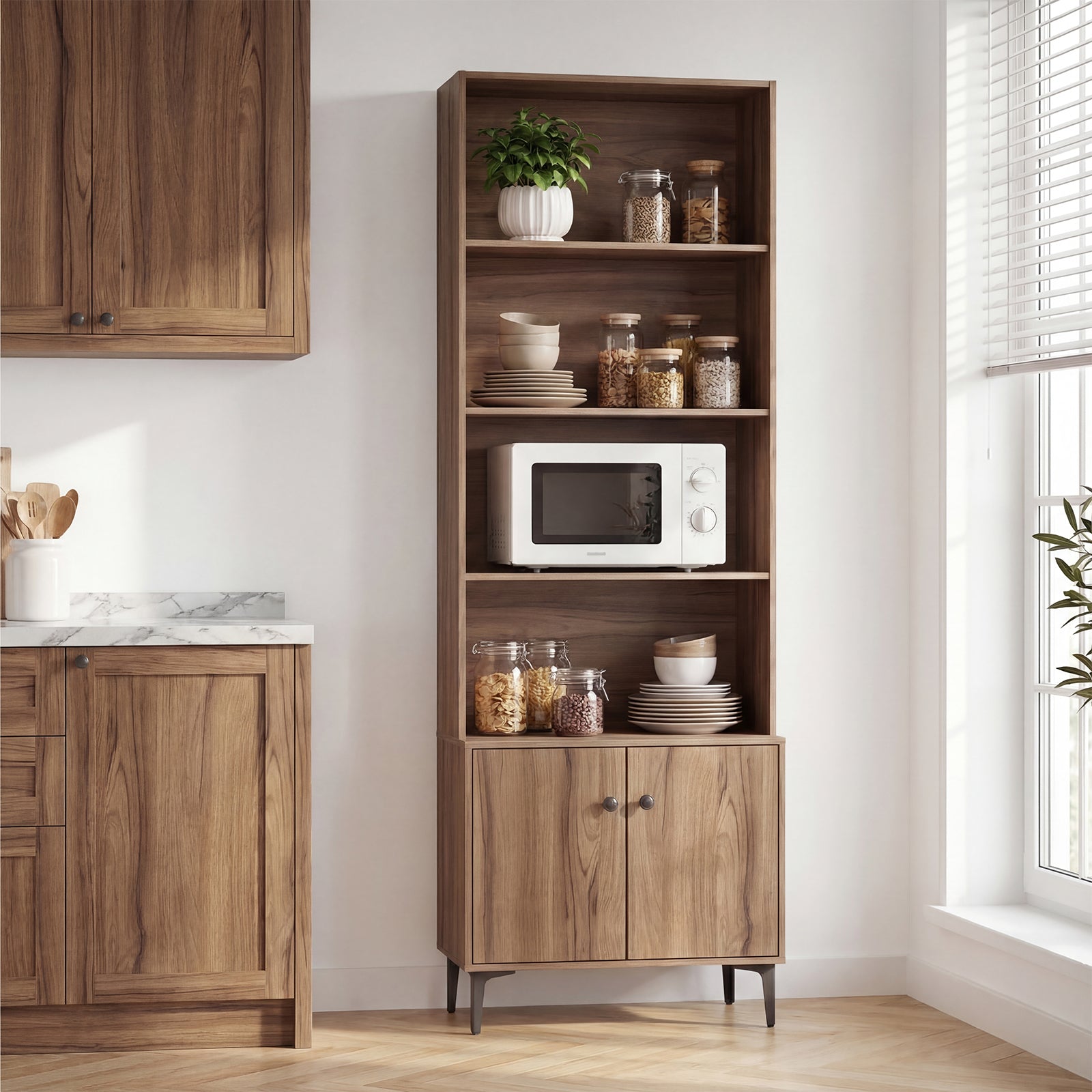 Bookshelf With Doors, 2 Anti-Tipping Kits, Walnut Bookcases at Gallery Canada