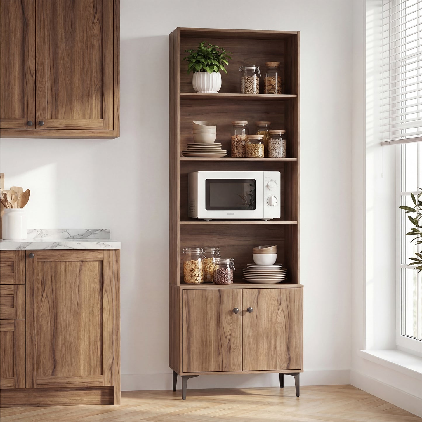 Bookshelf With Doors, 2 Anti-Tipping Kits, Walnut Bookcases at Gallery Canada