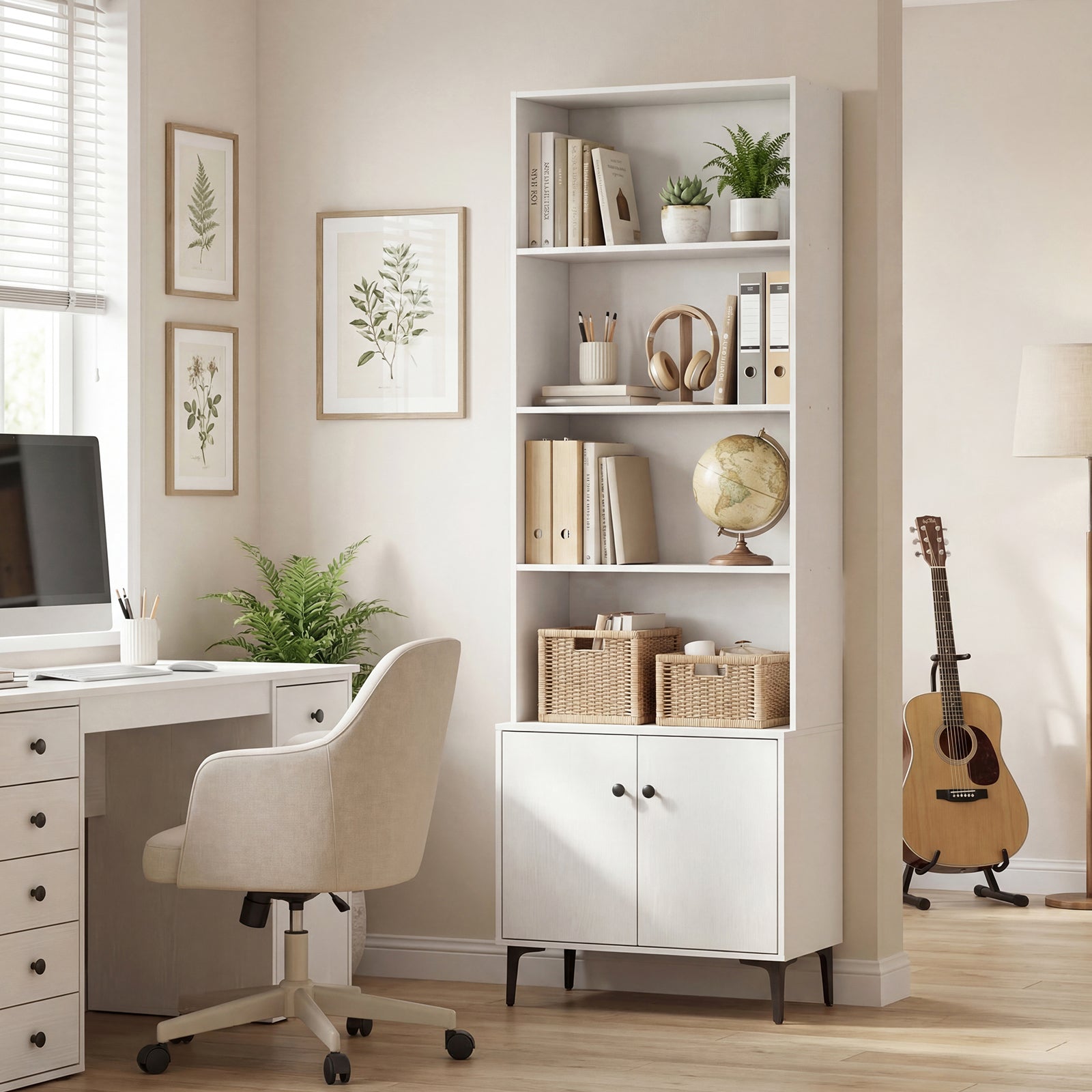 Bookshelf With Doors, 2 Anti-Tipping Kits, White Bookcases at Gallery Canada