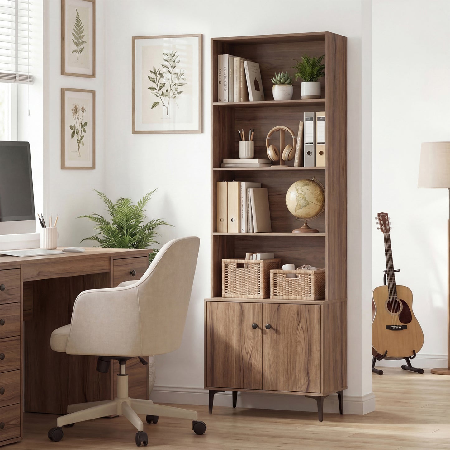 Bookshelf With Doors, 2 Anti-Tipping Kits, Walnut Bookcases at Gallery Canada
