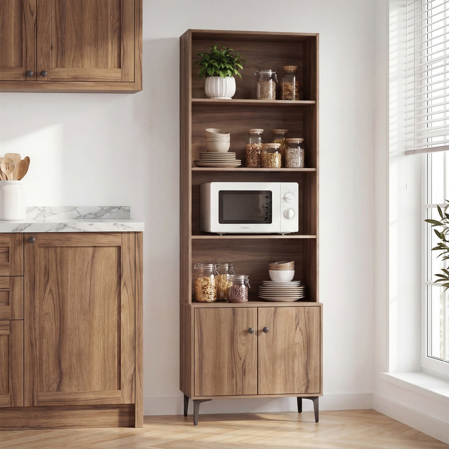 Bookshelf With Doors, 2 Anti-Tipping Kits, Walnut Bookcases at Gallery Canada