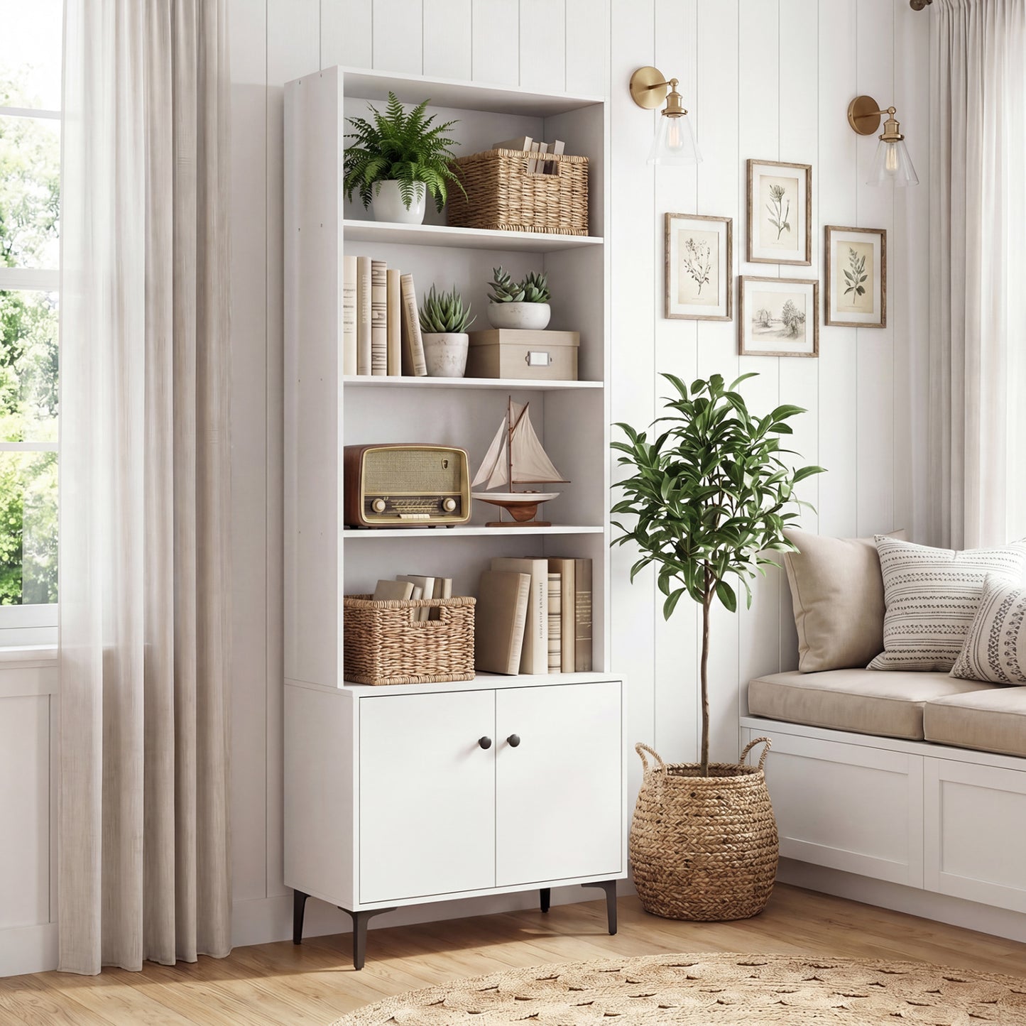 Bookshelf With Doors, 2 Anti-Tipping Kits, White Bookcases at Gallery Canada