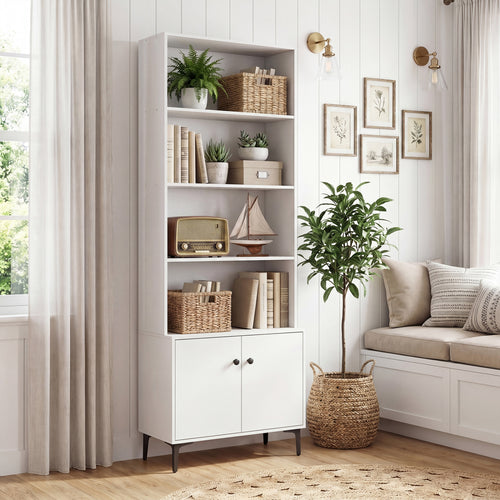 Bookshelf With Doors, 2 Anti-Tipping Kits, White