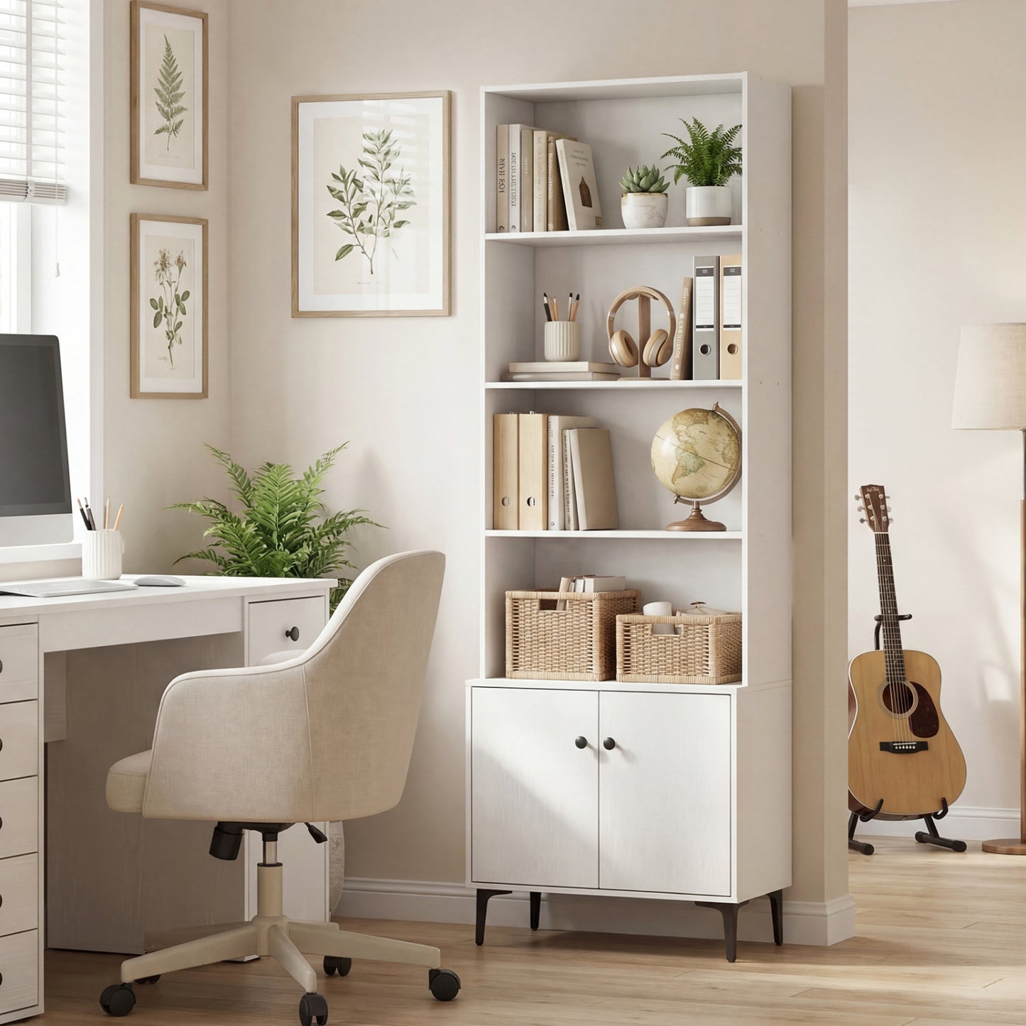 Bookshelf With Doors, 2 Anti-Tipping Kits, White Bookcases at Gallery Canada