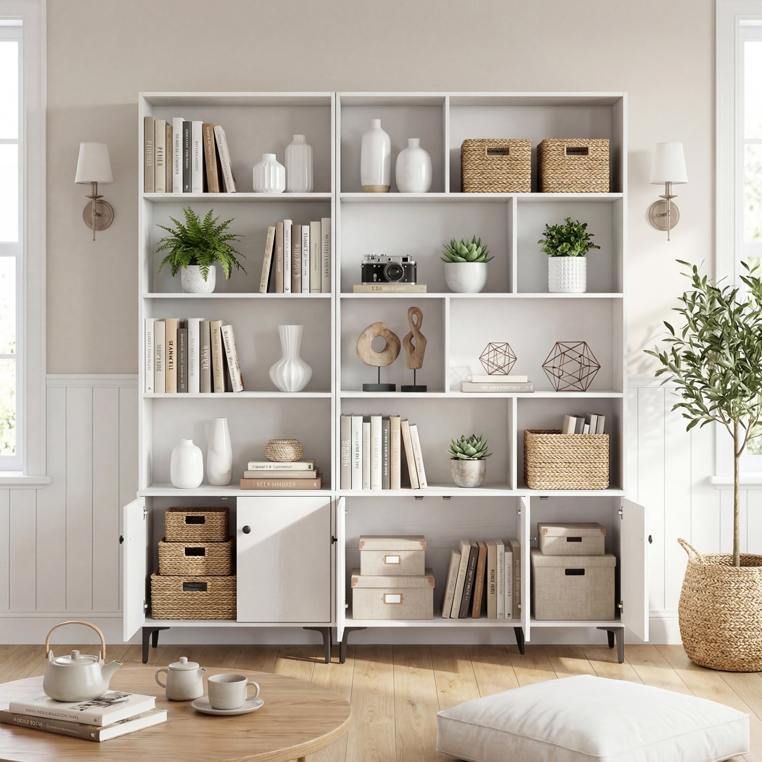 Bookshelf With Doors, 2 Anti-Tipping Kits, White Bookcases at Gallery Canada