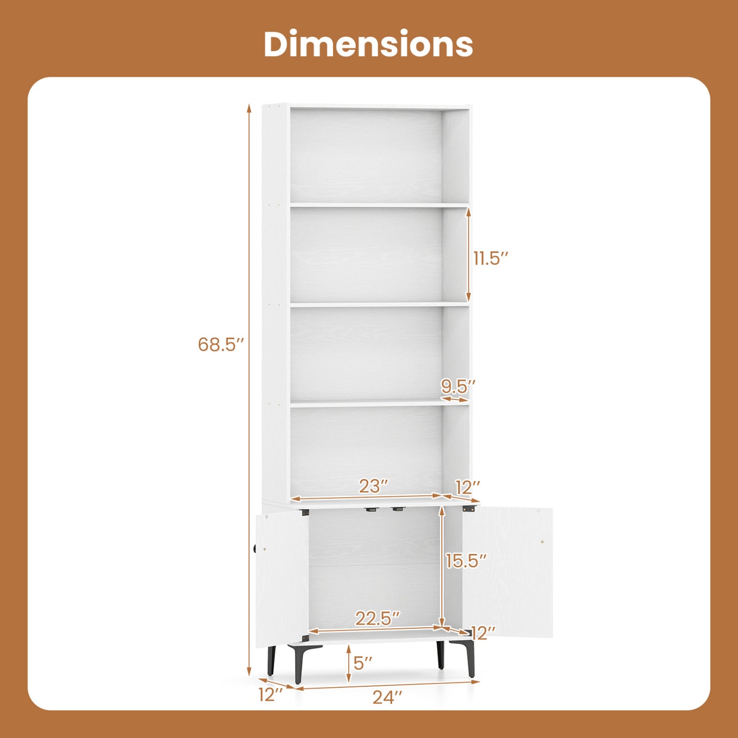 Bookshelf With Doors, 2 Anti-Tipping Kits, White Bookcases at Gallery Canada