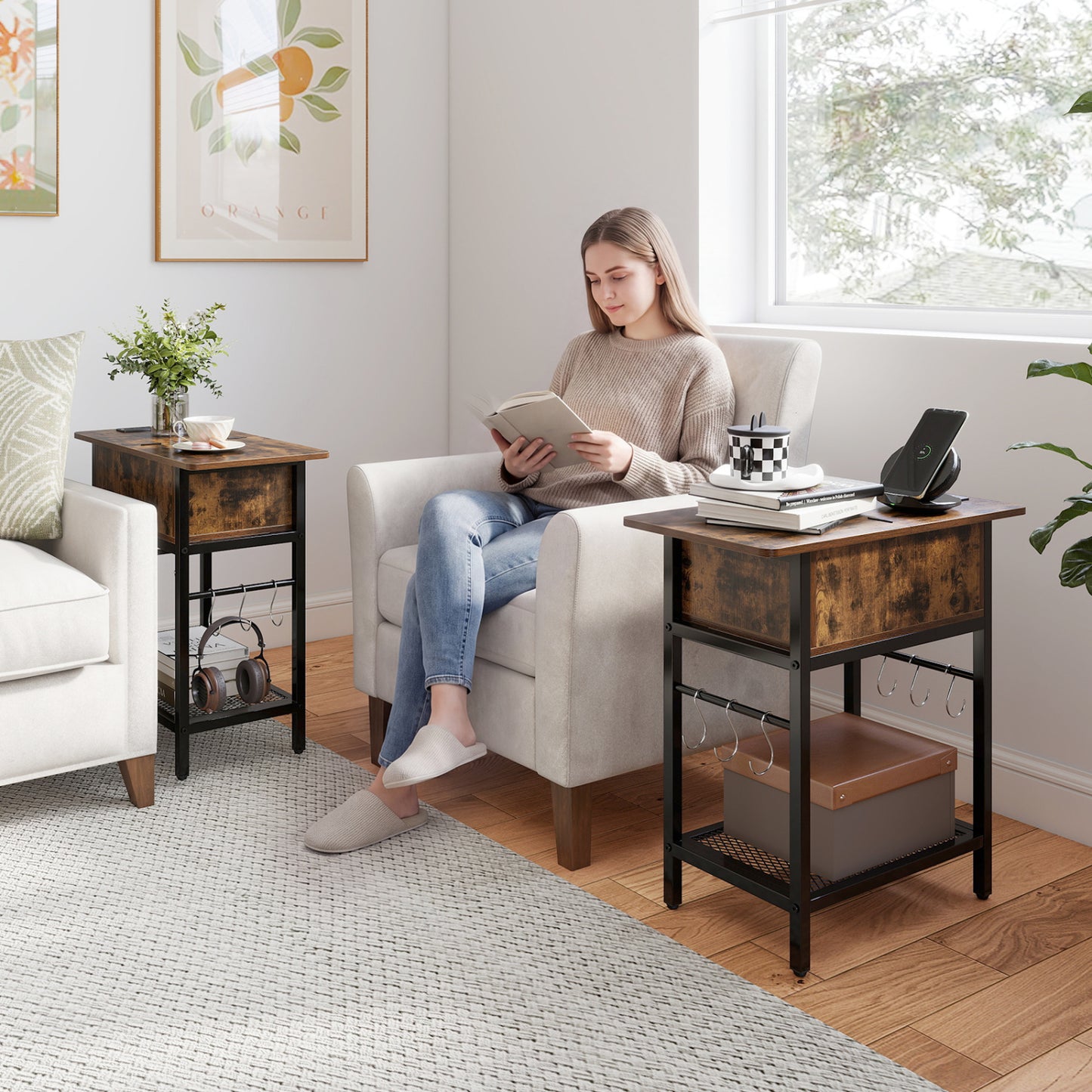 End Table With Charging Station, USB Ports, Flip Top End & Side Tables at Gallery Canada