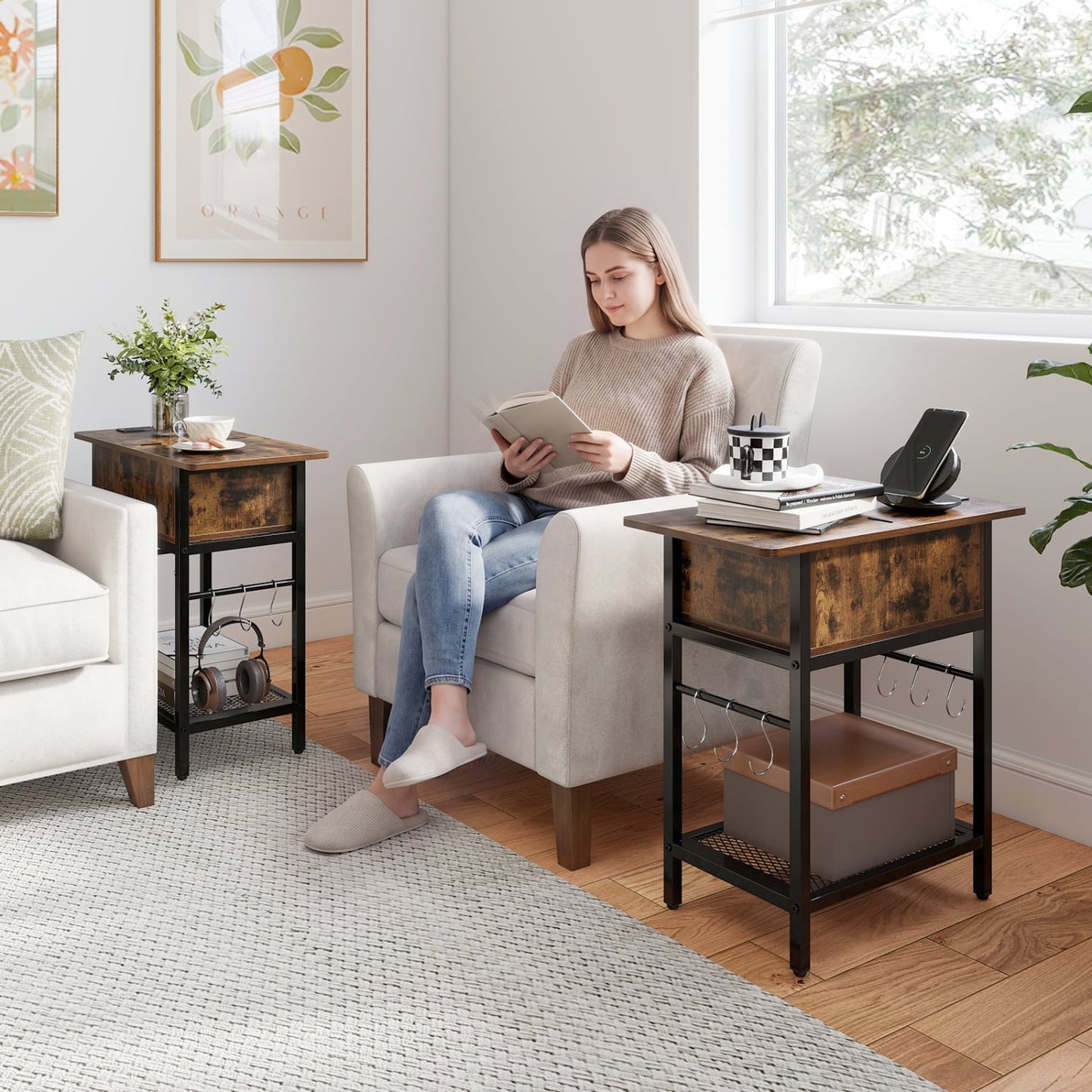 End Table With Charging Station USB Ports, Flip Top Coffee End & Side Tables at Gallery Canada