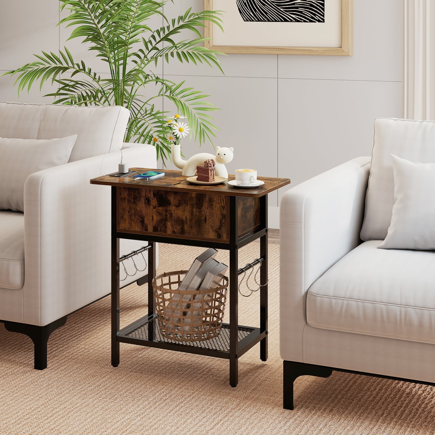 End Table With Charging Station USB Ports, Flip Top Coffee End & Side Tables at Gallery Canada