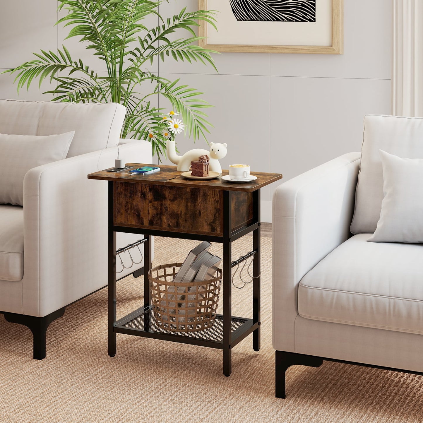 End Table With Charging Station USB Ports, Flip Top Coffee End & Side Tables at Gallery Canada