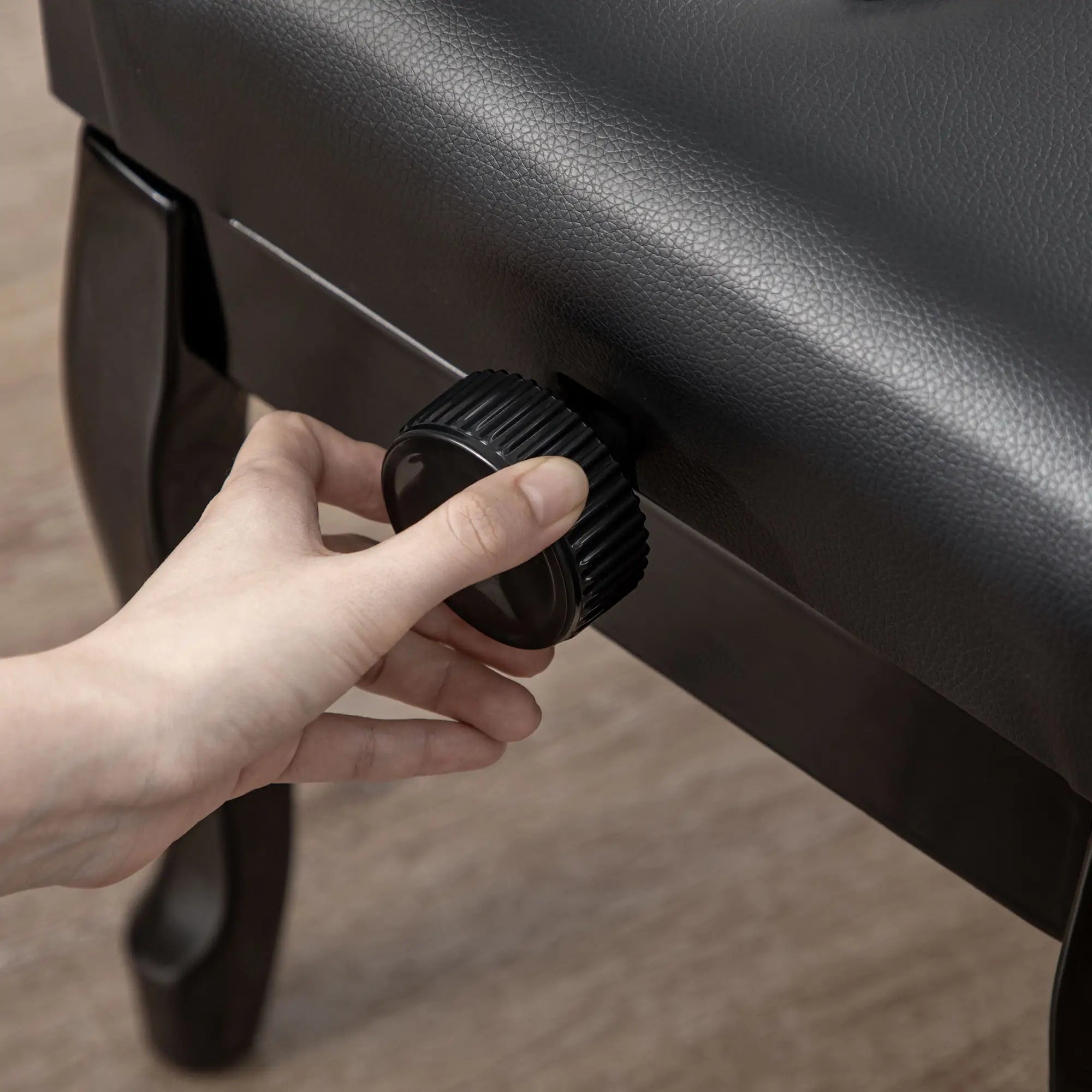 Adjustable Piano Bench, PU Leather, Button Tufted, Black Piano Benches at Gallery Canada