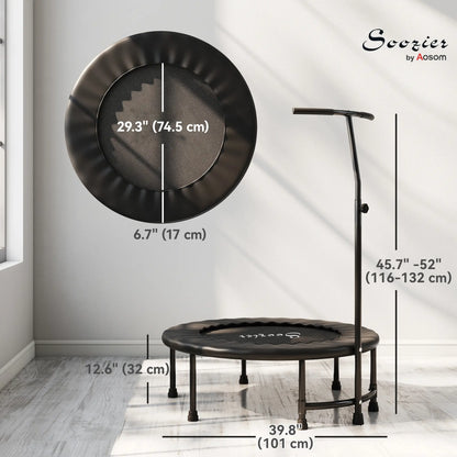 39" Mini Exercise Trampoline, Adjustable T-Bar, Indoor Fitness Rebounder, Black Trampolines at Gallery Canada