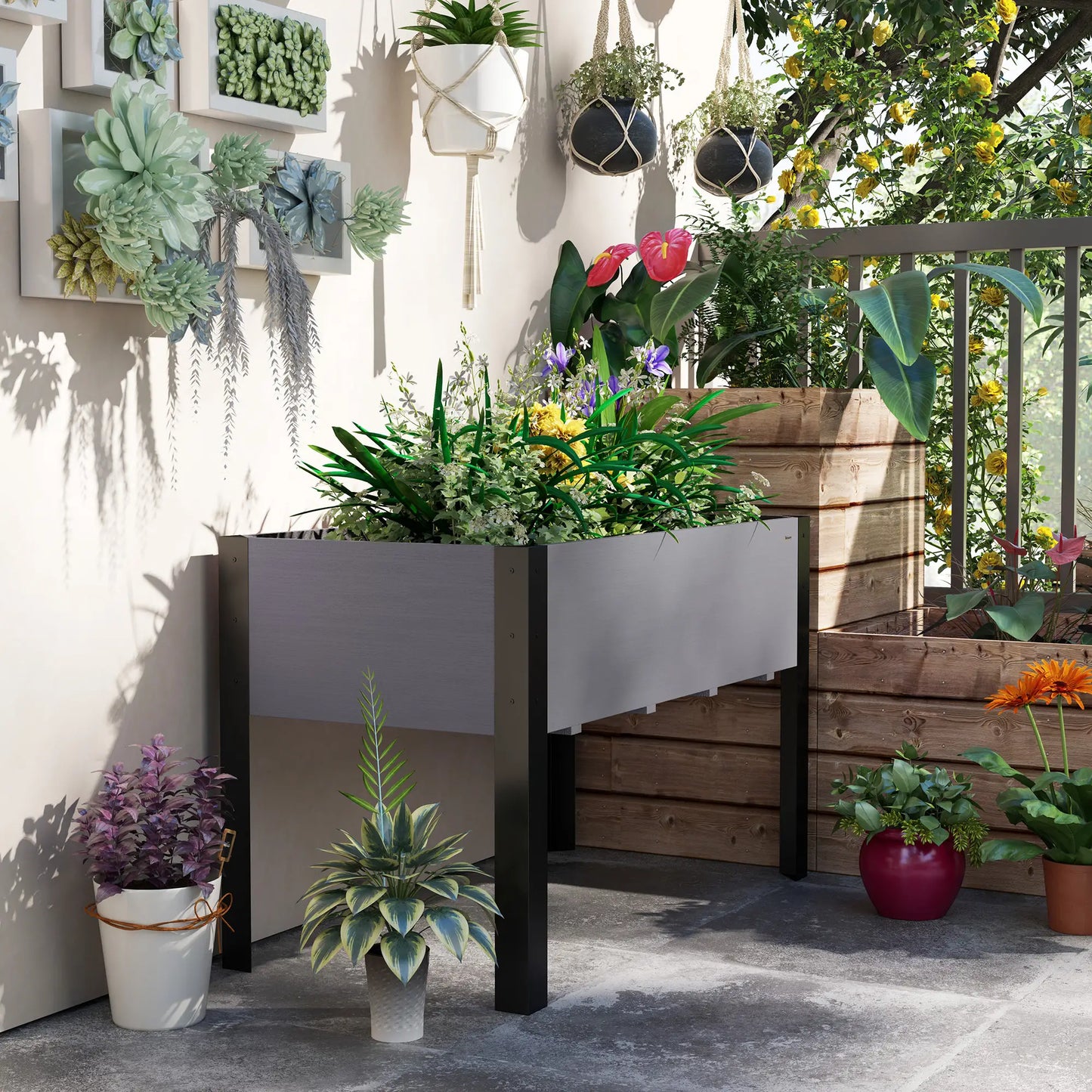 Raised Garden Bed, Elevated Planter Box, 47x24x29 Inches, Grey Raised Garden Beds at Gallery Canada